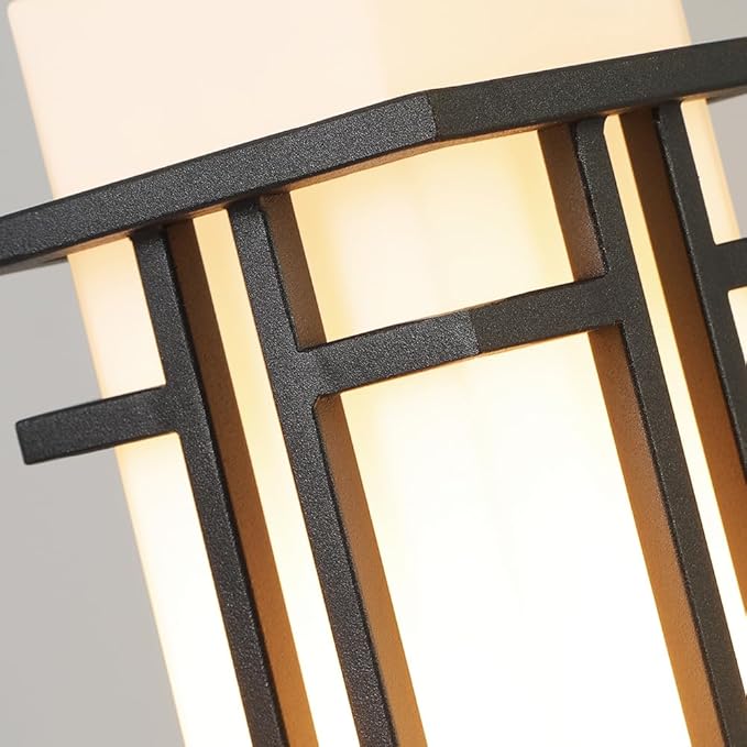 Outdoor Post Lights Waterproof Metal Frame with Milk White Frosted Glass Pier Mount Outdoor Lighting Fixtures(with 3-Inch Pier Mount Base) Pillar Light Post Lantern for Garden Backyard and Porch