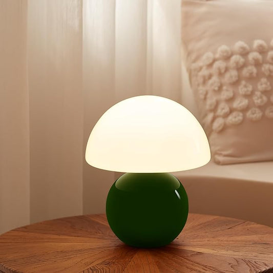 Mushroom Lamp Table Lamp for Bedroom,Desk Bedside Small Lamps for Living Room Night Stands,Mushroom Decor Cute Mini Modern Mid Century Lamps,Unique Aesthetic Home Decor(Christmas Green)