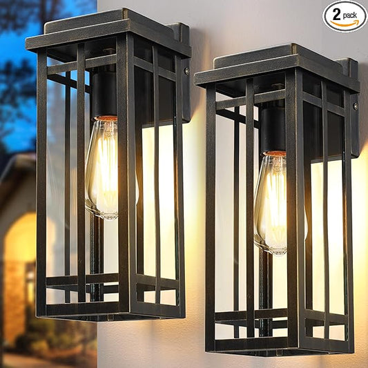 13.8'' Outdoor Wall Light Fixtures 2 Packs, Porch Lights Outdoor Lighting for House, Exterior Lighting Fixtures Wall Lantern, Waterproof Modern Outside Sconce for Garage, Oil-Rubbed Bronze (No sensor)